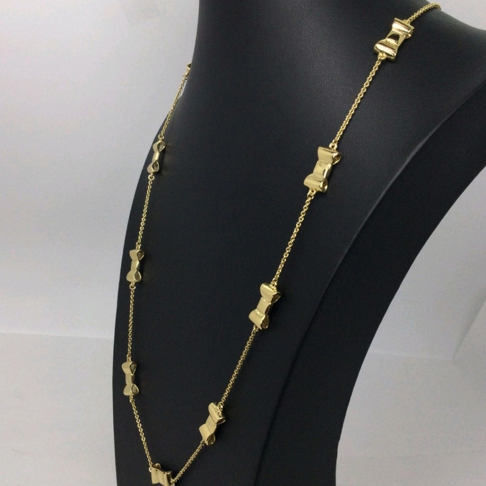 Kate Spade New York Goldtone Bow Station Necklace – 31" – NWOT - Picture 2 of 5
